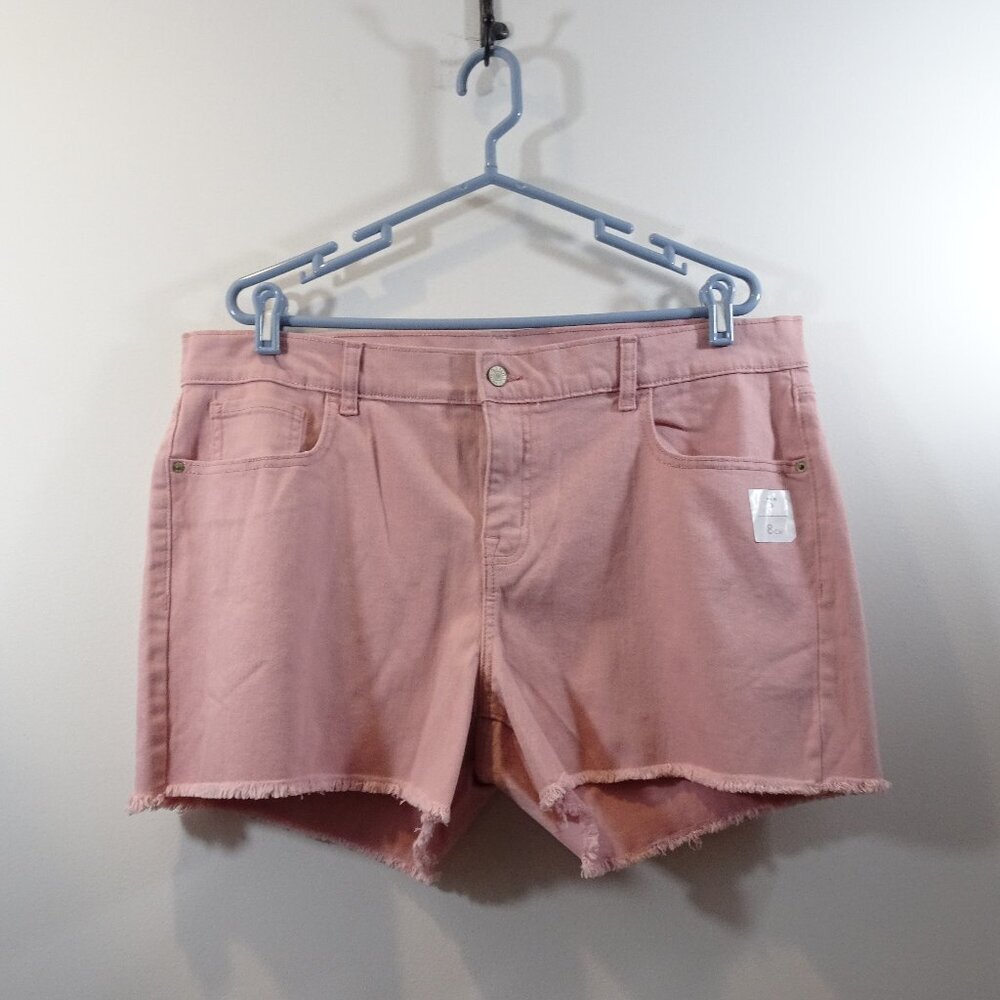 Old Navy Jean Shorts Women's Size 16 Boyfriend Cuffed Pink High Rise 3" NEW